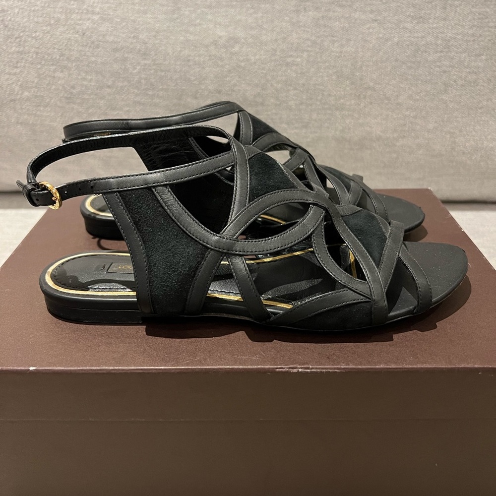 Louis Vuitton Black Strappy Leather Sandals - Picture 2 of 9